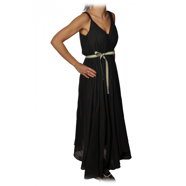 Ottod'Ame - Long Dress in Cotton Fabric - Black - Dresses - Luxury Exclusive Collection