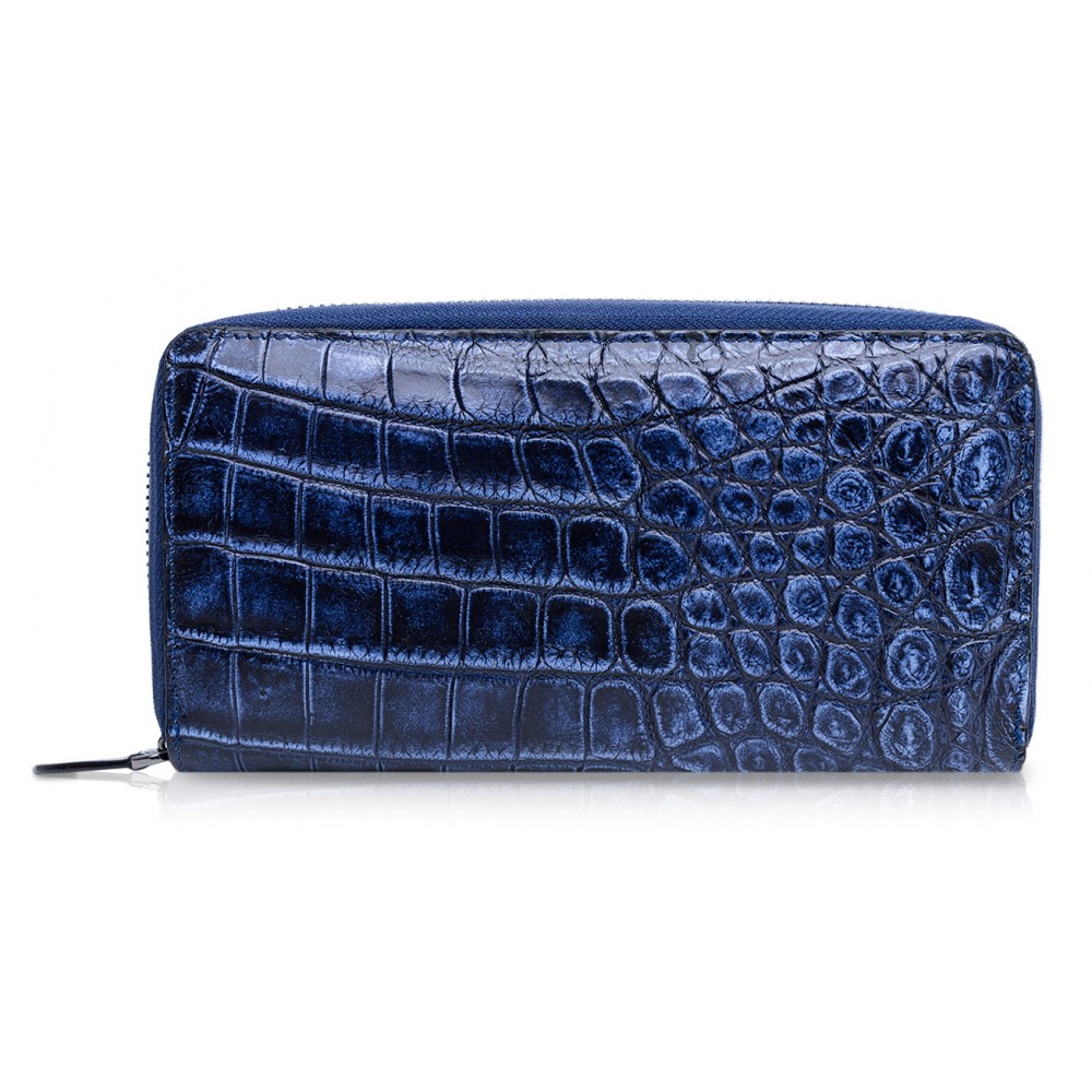 Ammoment - Nile Crocodile in Antique Navy - Leather Long Zipper Wallet ...