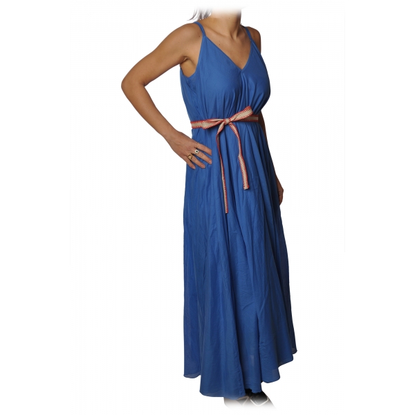 Ottod'Ame - Long Dress in Cotton Fabric - Blue - Dresses - Luxury Exclusive Collection