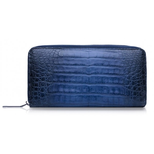 Ammoment - Caiman in Degrade Navy-Black - Leather Long Zipper Wallet ...