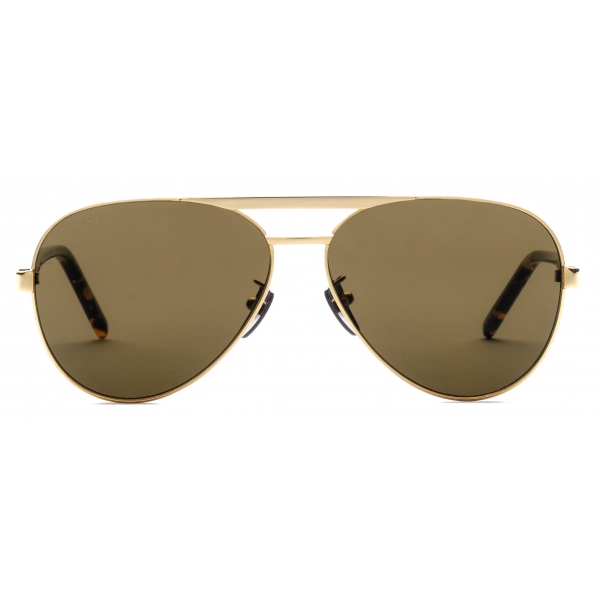 Gucci - Occhiale da Sole Aviator - Oro Giallo Marrone - Gucci Eyewear