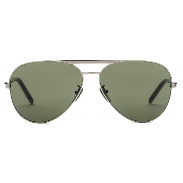 Gucci - Aviator-Frame Sunglasses - Silver Dark Grey - Gucci Eyewear