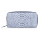 Ammoment - Python in Pomice Grey - Leather Long Zipper Wallet