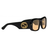 Gucci - Rectangular-Frame Sunglasses with Interlocking G - Black - Gucci Eyewear