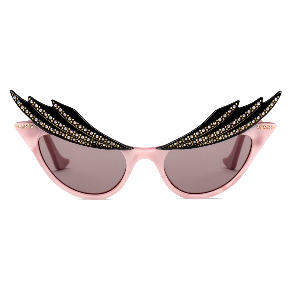 Gucci Hollywood Forever Cat Eye Sunglasses Female Pink | ModeSens
