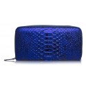 Ammoment - Python in NYX Blue - Leather Long Zipper Wallet