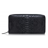 Ammoment - Python in Black - Leather Long Zipper Wallet