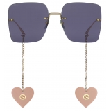 Gucci - Occhiale da Sole Quadrati Oversize - Oro Blu - Gucci Eyewear