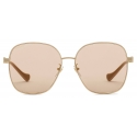 Gucci - Occhiale da Sole Rettangolari Specialized Fit - Oro Rosa - Gucci Eyewear