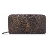 Ammoment - Stingray in Glitter Metallic Brown - Leather Long Zipper Wallet
