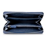 Ammoment - Stingray in Glitter Metallic Blue - Leather Long Zipper Wallet