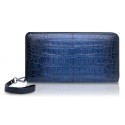 Ammoment - Nile Crocodile in Antique Navy - Leather Large Long Zipper Wallet