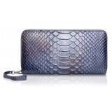 Ammoment - Python in Calcite Grey - Leather Large Long Zipper Wallet