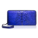 Ammoment - Python in NYX Blue - Leather Large Long Zipper Wallet