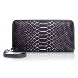 Ammoment - Python in Pepite Rose - Leather Large Long Zipper Wallet