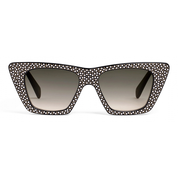 Céline - Cat Eye S187 Sunglasses in Acetate with Crystals - Black ...