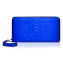 Ammoment - Python in Petale Blue - Leather Large Long Zipper Wallet