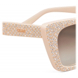 Céline - Cat Eye S187 Sunglasses in Acetate with Crystals - Ivory - Sunglasses - Céline Eyewear