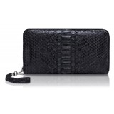 Ammoment - Python in Black - Leather Large Long Zipper Wallet