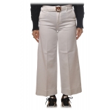 Pinko - Pantalone a Palazzo con Cintura Logo - Bianco - Pantalone - Made in Italy - Luxury Exclusive Collection