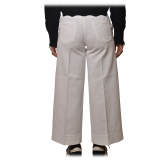 Pinko - Wide Leg Trousers with Logo Belt - White - Trousers - Made in Italy - Luxury Exclusive Collection