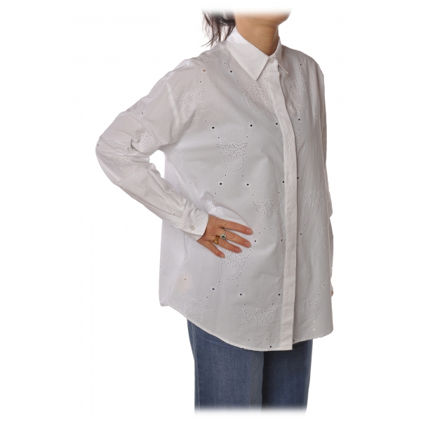 Pinko - Shirt Beethoven 4 in Broderie Anglaise - White - Shirts - Made in Italy - Luxury Exclusive Collection