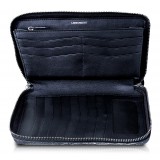 Ammoment - Ostrich in Tahitian Pearl Black - Leather Large Long Zipper Wallet