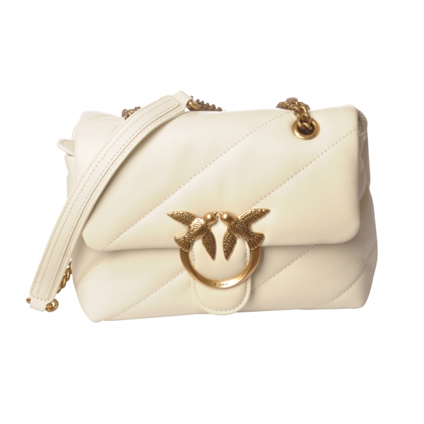 Pinko - Love Mini Puff Maxy Bag - Ivory White - Bag - Made in Italy - Luxury Exclusive Collection
