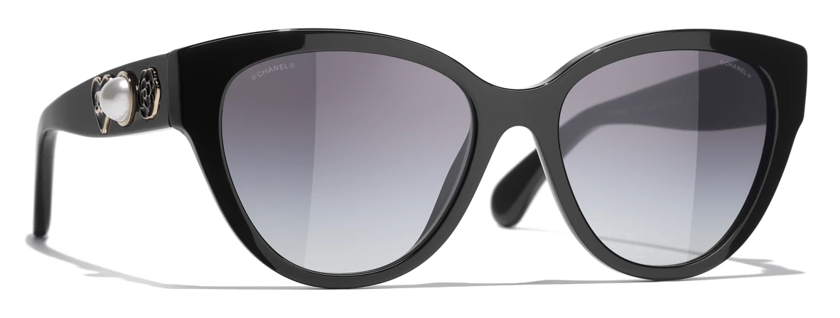 Chanel - Butterfly Sunglasses - Black Gold Gray Gradient - Chanel 