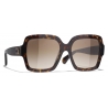 Chanel - Occhiali da Sole Quadrati - Tartaruga Scuro Marrone Sfumate - Chanel Eyewear