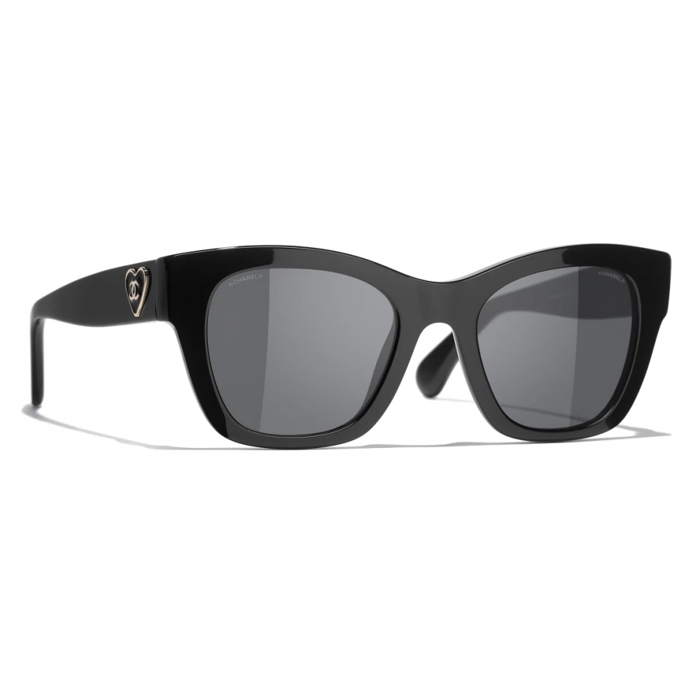 Chanel Rectangle Sunglasses Black Gray Chanel Eyewear