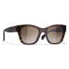 Chanel - Occhiali da Sole Quadrati - Tartaruga Scuro Marrone Sfumate - Chanel Eyewear