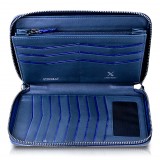 Ammoment - Stingray in Glitter Metallic Blue - Leather Large Long Zipper Wallet