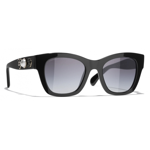 Chanel - Square Sunglasses - Black Gold Gray Gradient - Chanel