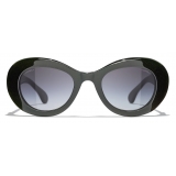 Chanel - Occhiali da Sole Ovali - Verde Grigio Sfumate - Chanel Eyewear