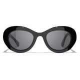 Chanel - Oval Sunglasses - Black Gray Polarized - Chanel Eyewear