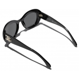 Chanel - Occhiali da Sole Ovali - Nero Grigio Polarizzate - Chanel Eyewear