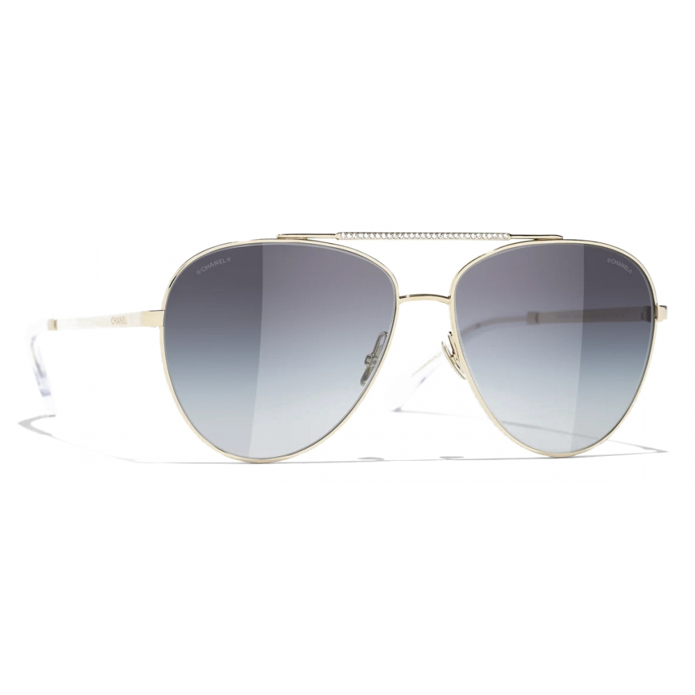 Chanel - Pilot Sunglasses - Silver Gray Gradient - Chanel Eyewear - Avvenice
