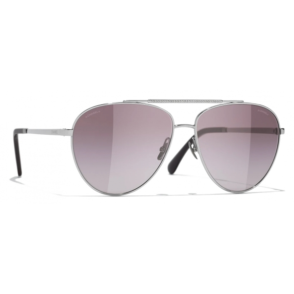 Chanel - Pilot Sunglasses - Dark Silver Burgundy Gradient - Chanel Eyewear
