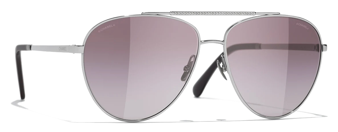 chanel pilot sunglasses dark silver burgundy gradient chanel eyewear