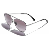 Chanel - Pilot Sunglasses - Dark Silver Burgundy Gradient - Chanel Eyewear