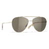 Chanel - Occhiali da Sole Pilota - Oro Marrone - Chanel Eyewear