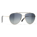 Chanel - Occhiali da Sole Pilota - Oro Grigio - Chanel Eyewear