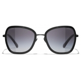 Chanel - Occhiali da Sole Quadrati - Nero Grigio Sfumate - Chanel Eyewear