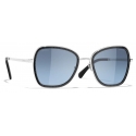 Chanel - Occhiali da Sole Quadrati - Argento Blu Sfumate - Chanel Eyewear