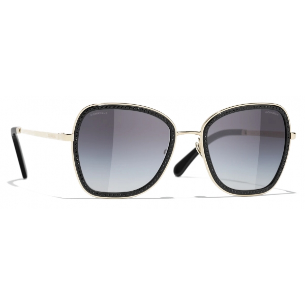 Chanel - Square Sunglasses - Black Gold Gray Gradient - Chanel Eyewear ...