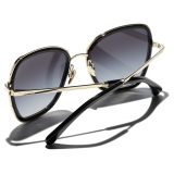 Chanel - Occhiali da Sole Quadrati - Nero Oro Grigio Sfumate - Chanel Eyewear