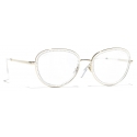 Chanel - Round Eyeglasses - Gold Blue Light Filtering - Chanel Eyewear