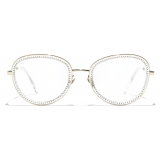 Chanel - Round Sunglasses - Gold Blue Light Filtering - Chanel Eyewear