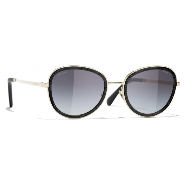 Chanel - Round Sunglasses - Black Gold Gray - Chanel Eyewear